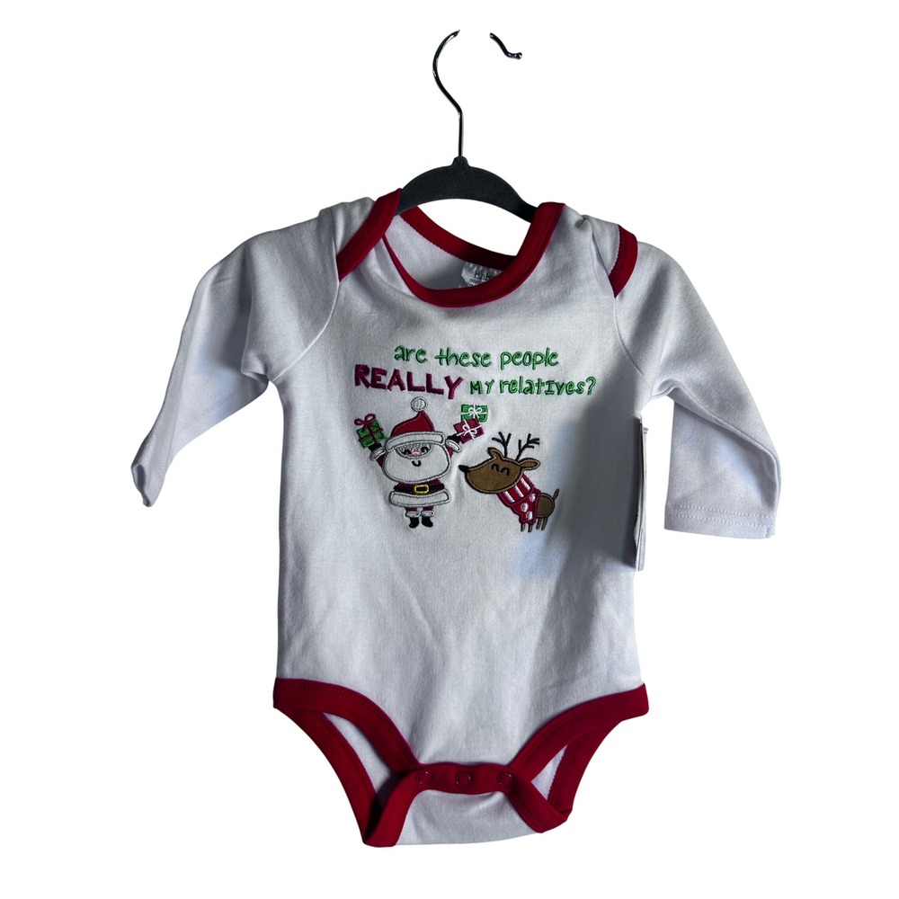 Baby Essentials Bodysuit 3M White Christmas Funny Santa Reindeer Infant